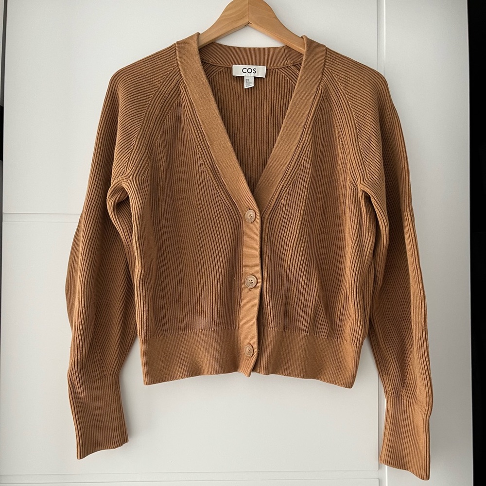 Cos camel rib knit cardigan